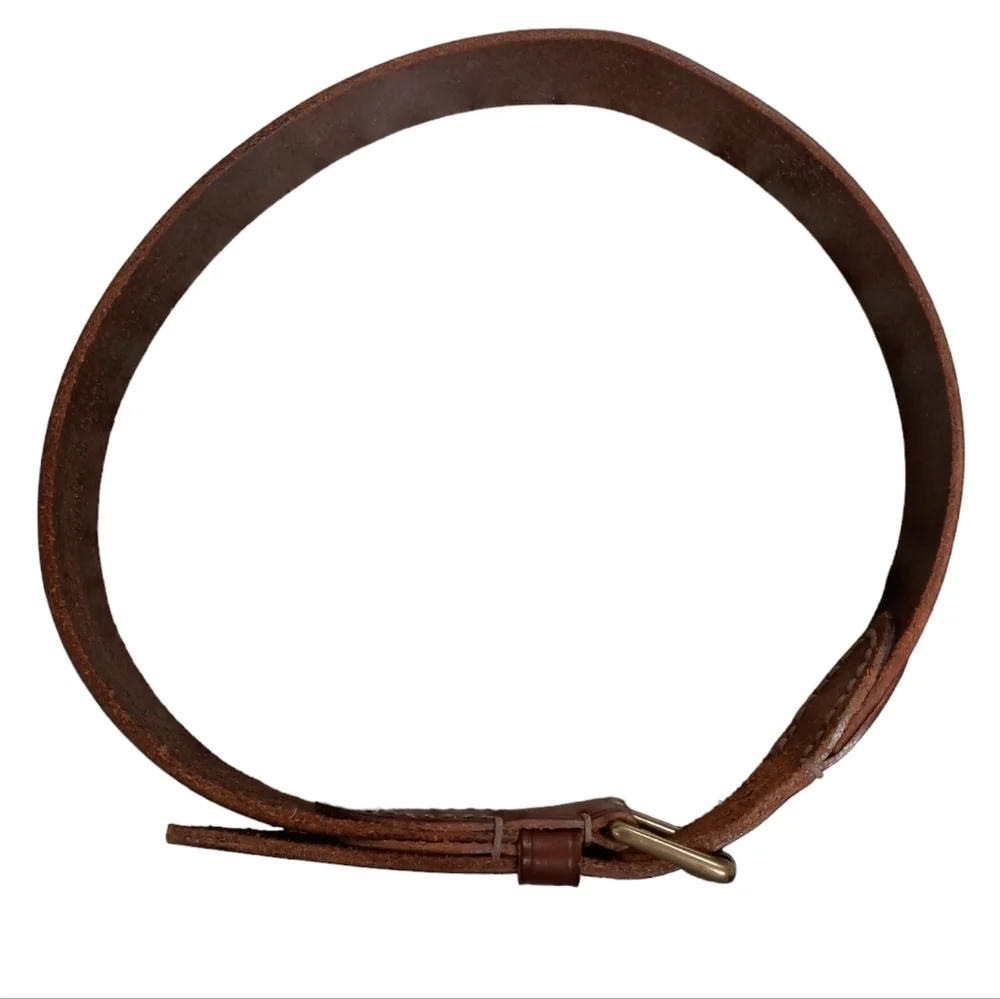 Italian brown cowhide leather belt. Made in Taiwan. Western. Unisex.